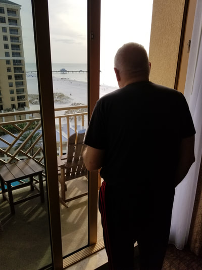 My father with dementia enjoys the view, which helps calm him.